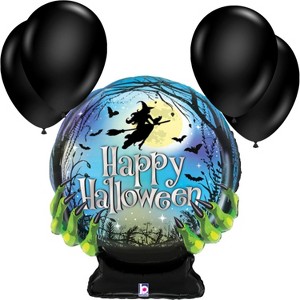 LoonBalloon 27" Halloween Crystal Ball Balloon with 4 Latex Balloons – Spooky Party Decoration Set - 1 of 4