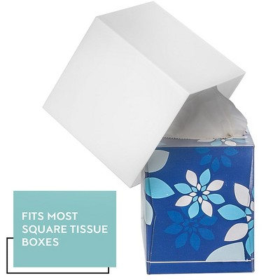 White Plastic Modern Square Tissue Box Cover