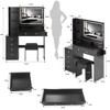 YONWAY 3 in 1 Vanity Desk with Mirror, 5 Drawers+Cushioned Stool Vanity Table Set, 2 AC+2 USB Power Station, Hair Dryer Stand, 3-color Switch - 3 of 4