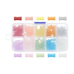 Unique Bargains 6x12mm Bamboo Shape Glass Beads for Bracelets for Bracelet Making DIY Crafts Assorted Color 150Pcs - 1 of 4