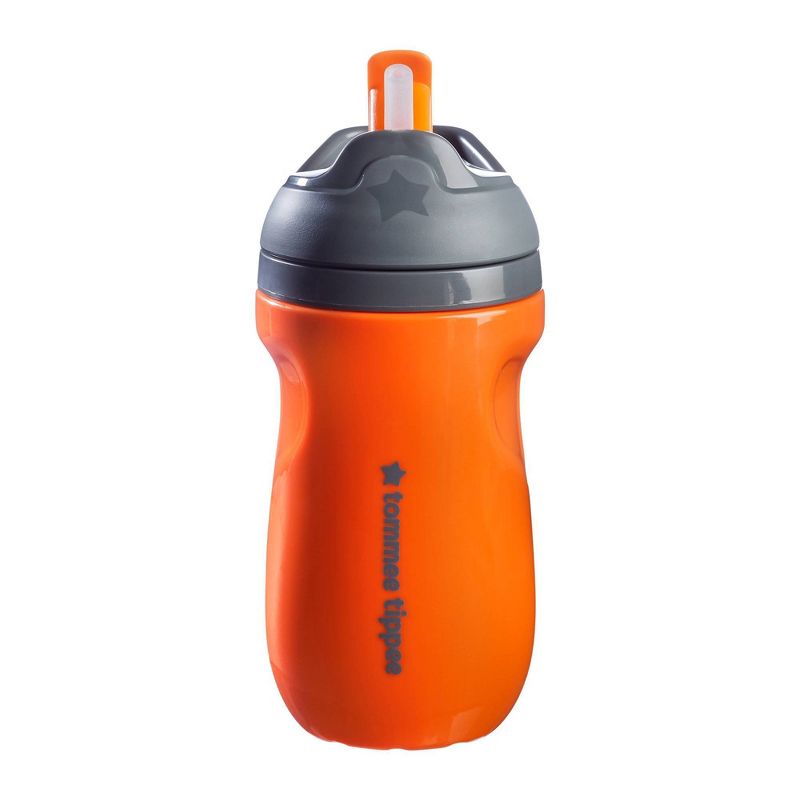 Tommee Tippee 9 fl oz Insulated Spill Proof Portable Toddler Sippy Straw Cup - Orange, 1 of 8