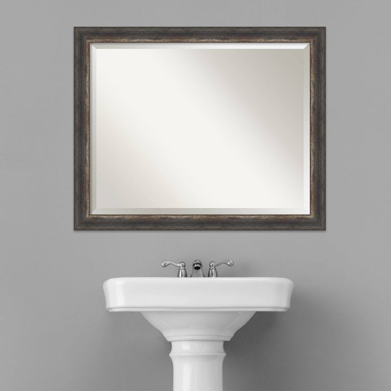 Bark Rustic Framed Bathroom Vanity Wall Mirror Charcoal - Amanti Art, 5 of 10