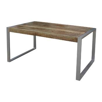 60" Reclaimed Wood and Silver Metal Dining Table Brown - Timbergirl