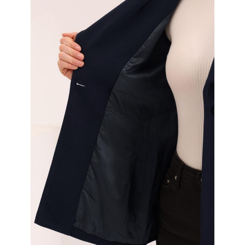 Allegra K Women's Shawl Lapel Collar Buttoned Winter Belted Slant Pockets Pea Coat, 5 of 7