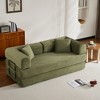 Ridstar Corduroy Convertible Folding Sofa Bed with Cylindrical Pillow & Fixed-Shape Frame for Living Room & Bedroom-Green - 3 of 4