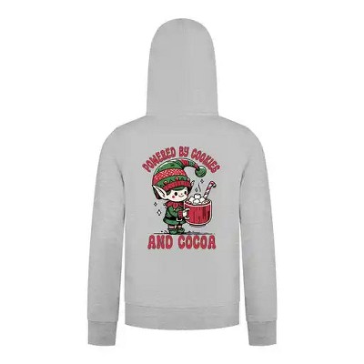 Everyday Kids Christmas Collection Powered by Cookies and Cocoa Zip Up Hoodie – Holiday Sweatshirt - Heather Gray