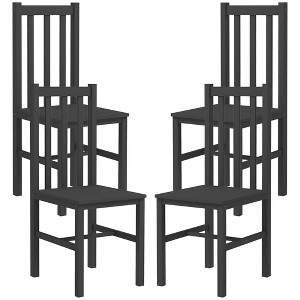 Aghana Digitals 4-Piece Black Pine Wood Farmhouse Dining Chairs with Slat Back, Armless Design & - 1 of 4