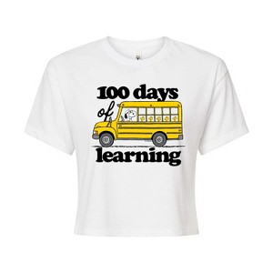 Women's - Peanuts - 100 Days Of Learning Cropped Graphic T-Shirt - 1 of 4