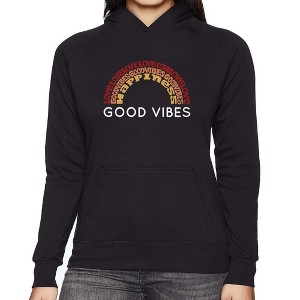 LA Pop Art Women's Word Art Hooded Sweatshirt -Good Vibes - 1 of 4