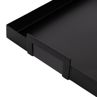 Sleek Black Metal Rectangular Serving Tray with Handles