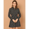 INSPIRE CHIC Women's Floral Ruffle Tie Neck Puff Sleeves Vintage Dress - 3 of 4