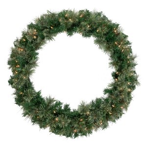 Northlight Pre-Lit Oregon Cashmere Pine Artificial Christmas Wreath - 36" - Clear Lights - 1 of 4