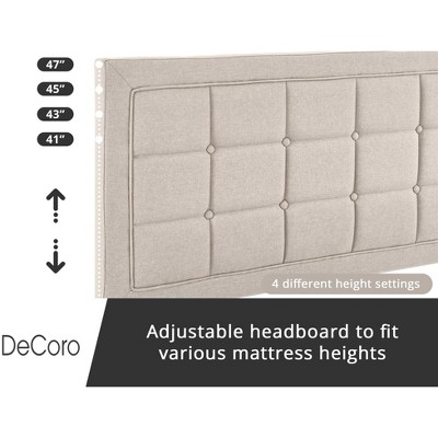 Mornington Linen Upholstered Full Size Platform Bed Frame with Wood Slats