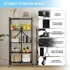 SUGIFT 5-Tier Storage Shelf Foldable Metal Shelving Units with Wheels, Black - 3 of 4