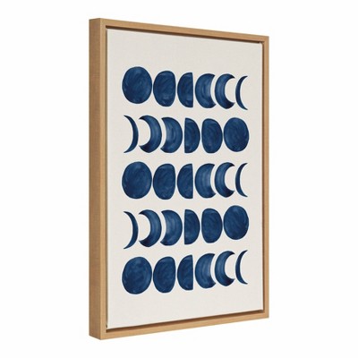 Natural Framed Moon Phases Abstract Canvas Wall Art