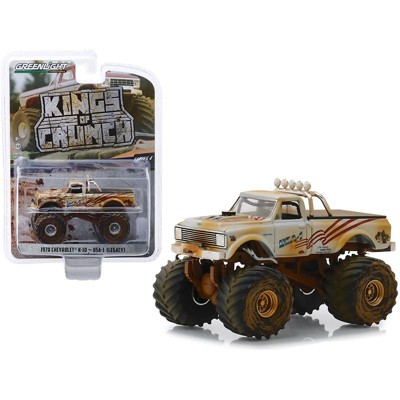 1970 Chevrolet K-10 Monster Truck "USA-1" White (Dirty Version) Kings of Crunch Series 4 1/64 Diecast Car by Greenlight