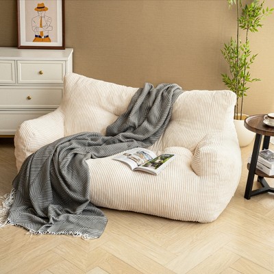 Pamapic Bean Bag Chair, Cozy Corduroy Lazy Bean Bag Sofa, 2 Seat for Home-Gray