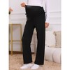 INSPIRE CHIC Women's Maternity Pants Ribbed Knit Palazzo Over the Belly Work Lounge Wide Leg Pregnancy Trousers - 2 of 4