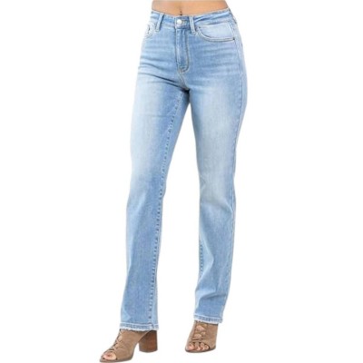 Women's High Waist Contrast Wash Thermal Straight Jeans - Judy Blue