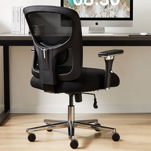 Wooakway 29"W × 42"H Black Mesh Home Office Desk Chair with Adjustable Height Lumbar Support 360 Swivel Arm - 1 of 4
