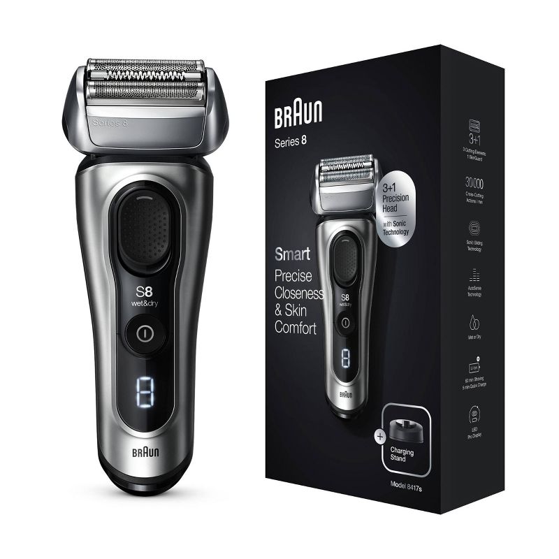 Braun Series 8-8417s Men&#39;s Electric Foil Shaver with Precision Beard Trimmer &#38; Charging Stand, 1 of 10