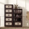 Hrinhom 19.7"W Retro 5-Tiers Foldable Storage Cabinet with Magnetic Door and Wheels - 3 of 4