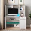 VYNXARIA Computer Desk£¬Wood Executive Desk Teens Student Desk Writing Laptop Home Office Desk with Drawers(White) - 3 of 4