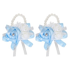 Unique Bargains Decorative Wedding Prom Party Artificial Rose Wrist Corsages 2 Pcs - 1 of 3