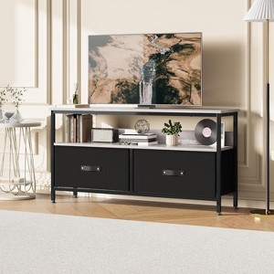 TV Stand Dresser with Storage, TV Console for Living Room, 2-Drawer Entertainment Center with Open Shelf, Fabric Drawer TV Cabinet - 1 of 4