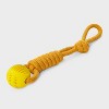 14" Rope with Ball Dog Toy - Boots & Barkley™ Yellow - 3 of 4
