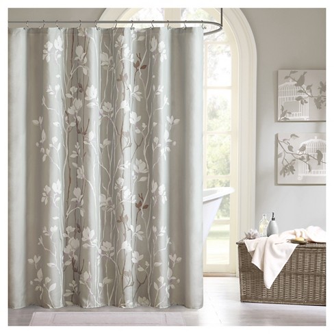 Holly Shower Curtain Gray Target, Branch Shower Curtain Rings