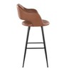 Fixed Faux Leather Contemporary Bar Stool with Low Back and Metal Legs for Home Bar or Kitchen (Set of 2) - 3 of 4