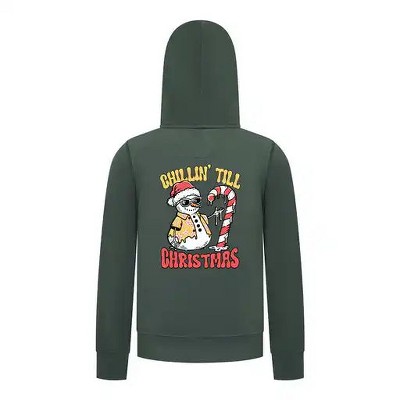 Everyday Kids Christmas Collection Chillin’ Till Christmas Boys Zip Up Hoodie – Holiday Sweatshirt - Green