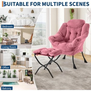 Coucheta Lazy Chair & Ottoman Set of 2 - Oversized Lounge Chairs with Footrest, Comfy Armchairs for Living Room, Bedroom & Dorm - 1 of 4