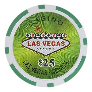 Slickblue 25-Pack Las Vegas 14-Gram Poker Chips, Clay Composite, Heavyweight Casino Style, Holo Inlay, $1-$10K - 1 of 3