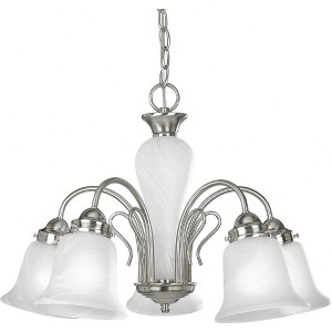 Progress Lighting Bedford 5-Light Chandelier, Brushed Nickel, Alabaster Glass Shades - 1 of 2
