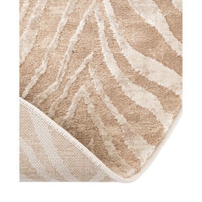 Ivory Beige Square Synthetic Zebra Pattern Area Rug