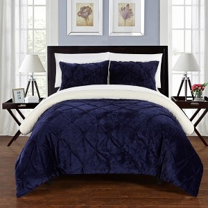 3pc King Chiara Comforter Set Navy - Chic Home Design, Blue
