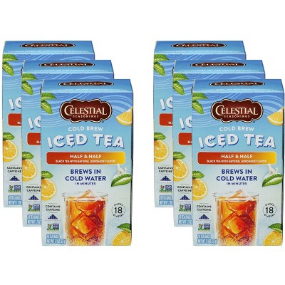 Celestial Seasonings Cold Brew Half & Half Black Tea with Natural Lemonade Flavor - Case of 6 - 18 Bags