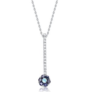 Guili Sterling Silver White Cubic Zirconia Light Blue and Black Cubic Zirconia Pendant - 1 of 2