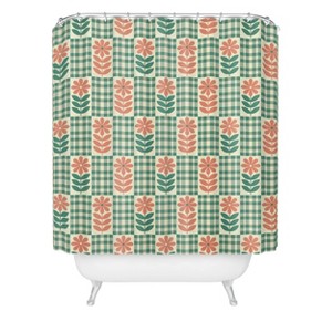Jenean Morrison Gingham Floral Green Shower Curtain Green - Deny Designs - 1 of 2