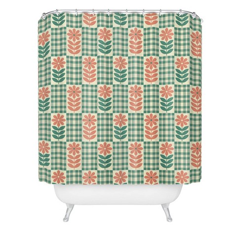 Jenean Morrison Gingham Floral Green Shower Curtain Green - Deny Designs : Target