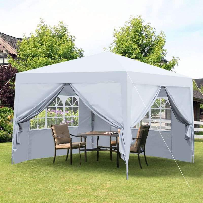 Carla 10x10ft Pop Up Gazebo Canopy, Removable Sidewall with Zipper, 2pcs Sidewall with Windows, Outdoor Furniture - Maison Boucle, 1 of 9