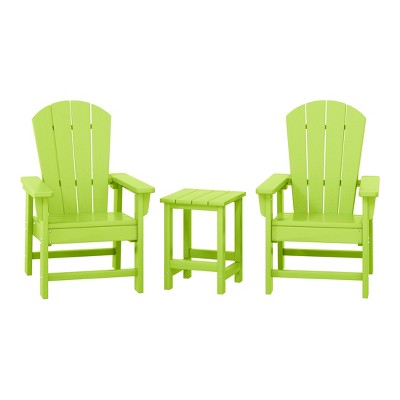 WestinTrends Malibu Kids 3-Piece Outdoor HDPE Adirondack Chairs With Square Side Table Set