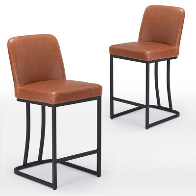 FURNIinspire Accent Chairs, Bar Stools Upholstered Counter Height Chairs Barstools for Kitchen Island, Black, 17.5"*15.4"*35"