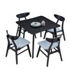 5 PCS Round/Square Dining Table Set Wooden Dining Set Bistro Dining Set with 4 Upholstered Chairs, Black/Walnut/Natural-ModernLuxe - 4 of 4