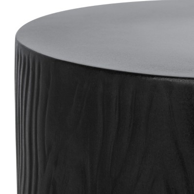 Trunk Black Concrete Round Accent Table, 20"