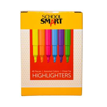 School Smart Tank Style Highlighters, Chisel Tip, Assorted Colors, Pack of 48