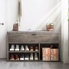Shoe Bench with Cushion,Adjustable Shelf Entryway Bench,Hidden Storage Shoe Bench - 3 of 4