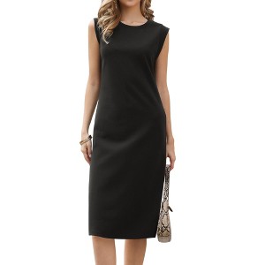 INSPIRE CHIC Women's Summer Sleeveless Round Neck Casual Split A Line Midi Dresses - 1 of 4